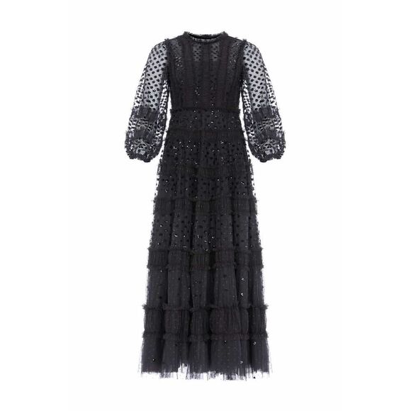 Needle & Thread Dot Shimmer Ankle Gown Navy UK8/US4 - Picture 3 of 12